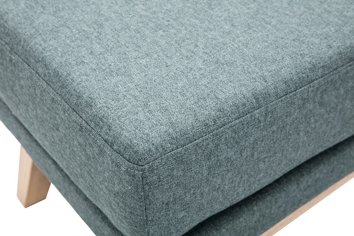 Puf reposapis nrdico de tela desenfundable verde grisceo y madera clara OSLO