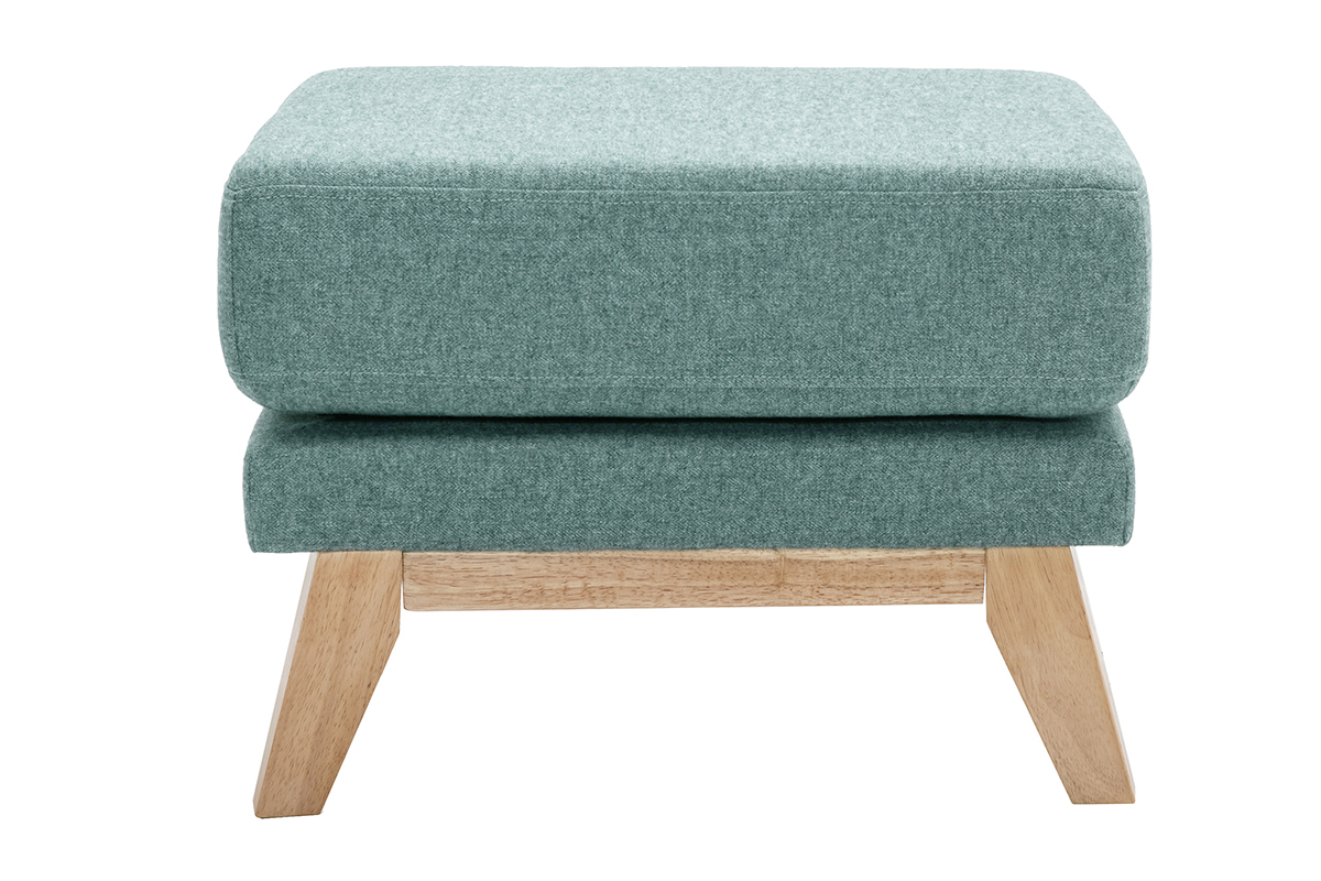 Puf reposapis nrdico de tela desenfundable verde grisceo y madera clara OSLO