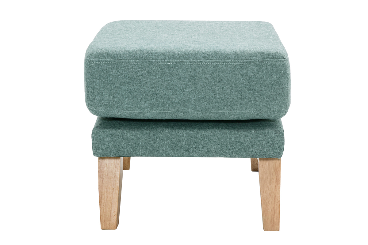Puf reposapis nrdico de tela desenfundable verde grisceo y madera clara OSLO