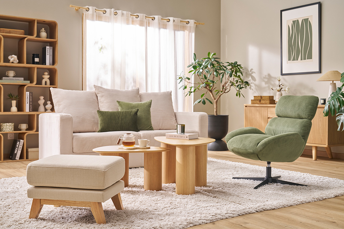 Puf reposapis nrdico desenfundable beige OSLO