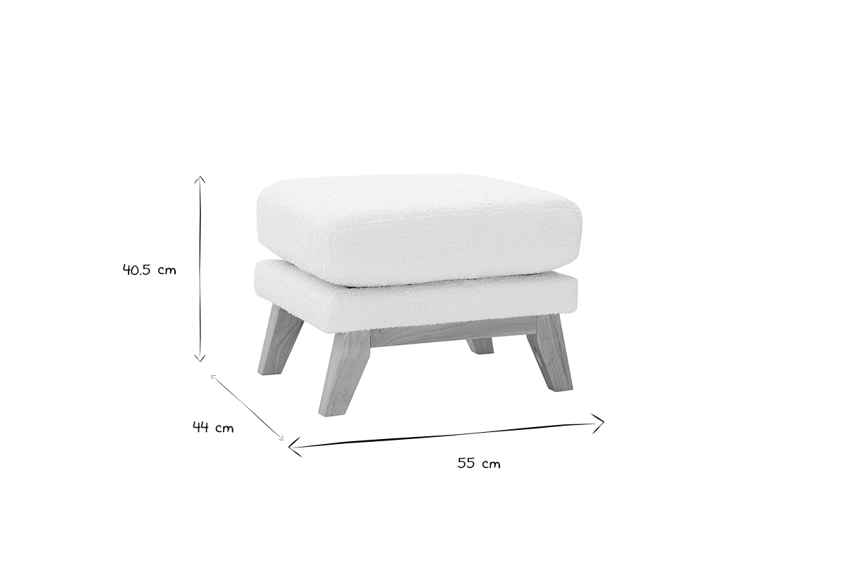 Puf reposapiés nórdico desenfundable efecto borreguillo blanco OSLO