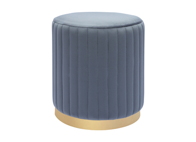 Puff en terciopelo gris y metal dorado D40 cm DONA - Puff en terciopelo gris y metal dorado D40 cm DONA