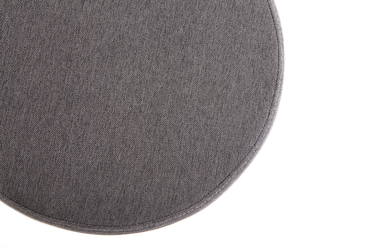 Puff redondo en tejido gris y metal dorado BETTY