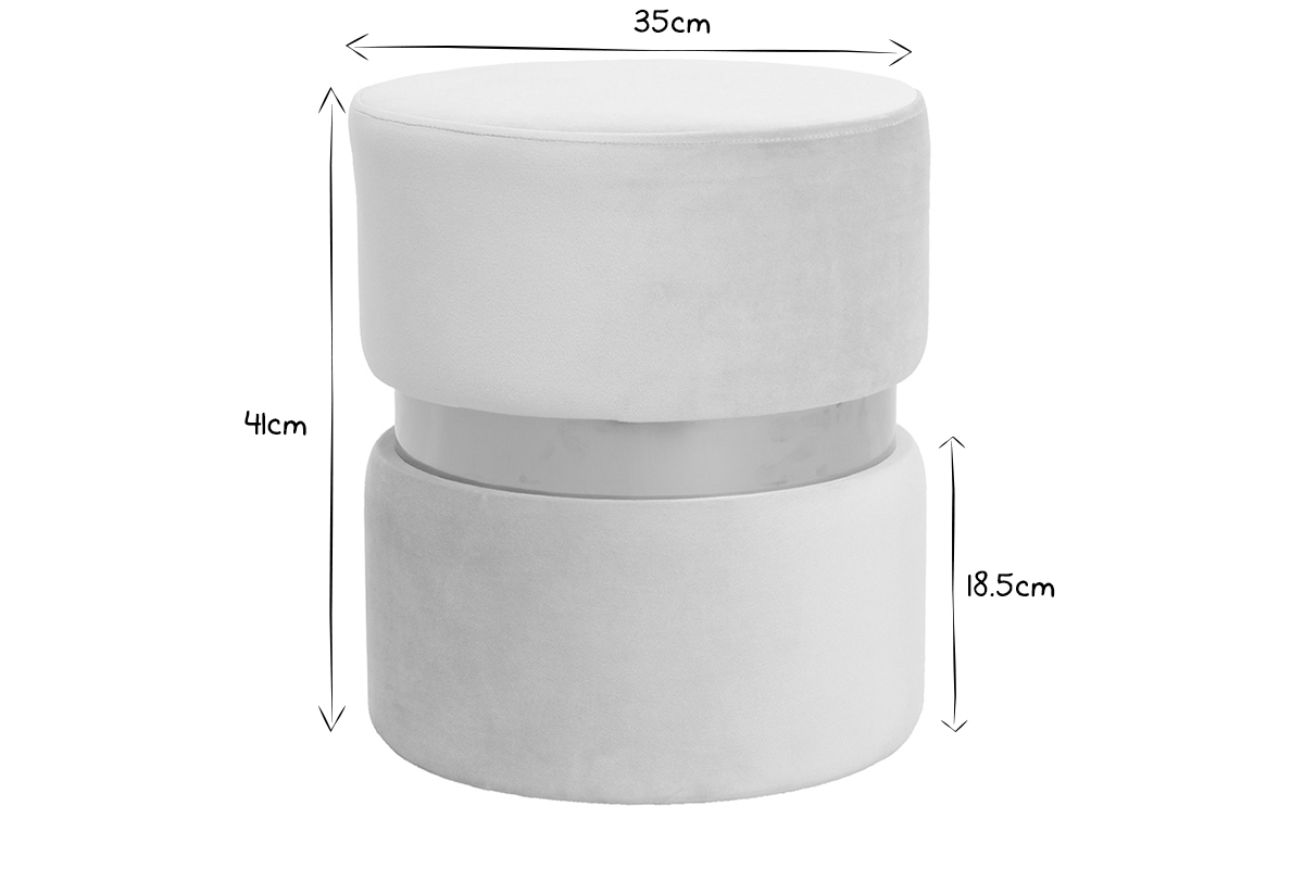 Puuf redondo en terciopelo rosa y metal dorado JOY