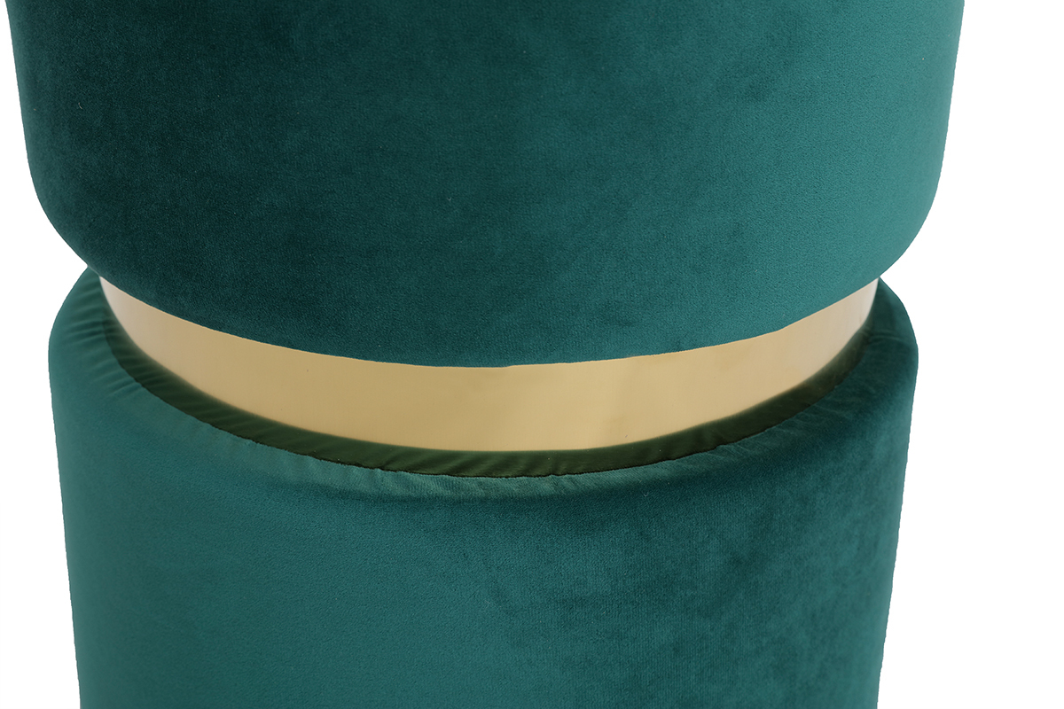 Puuf redondo en terciopelo verde y metal dorado JOY