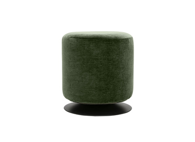 Reposapi&eacute;s redondo giratorio de tela efecto terciopelo verde caqui y metal D39.5 cm VOLNAY