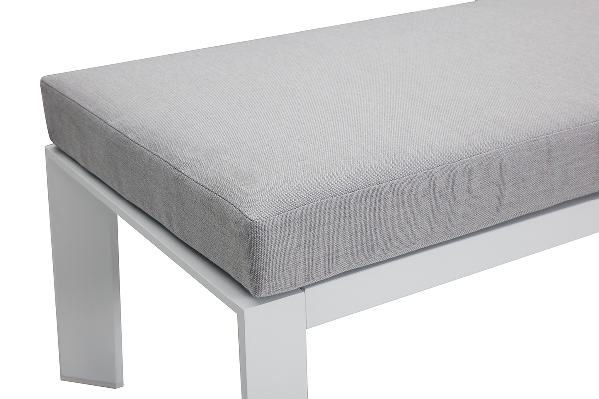Saln de jardn 7 plazas con mesa de comedor en aluminio y tejido gris CALYPSO