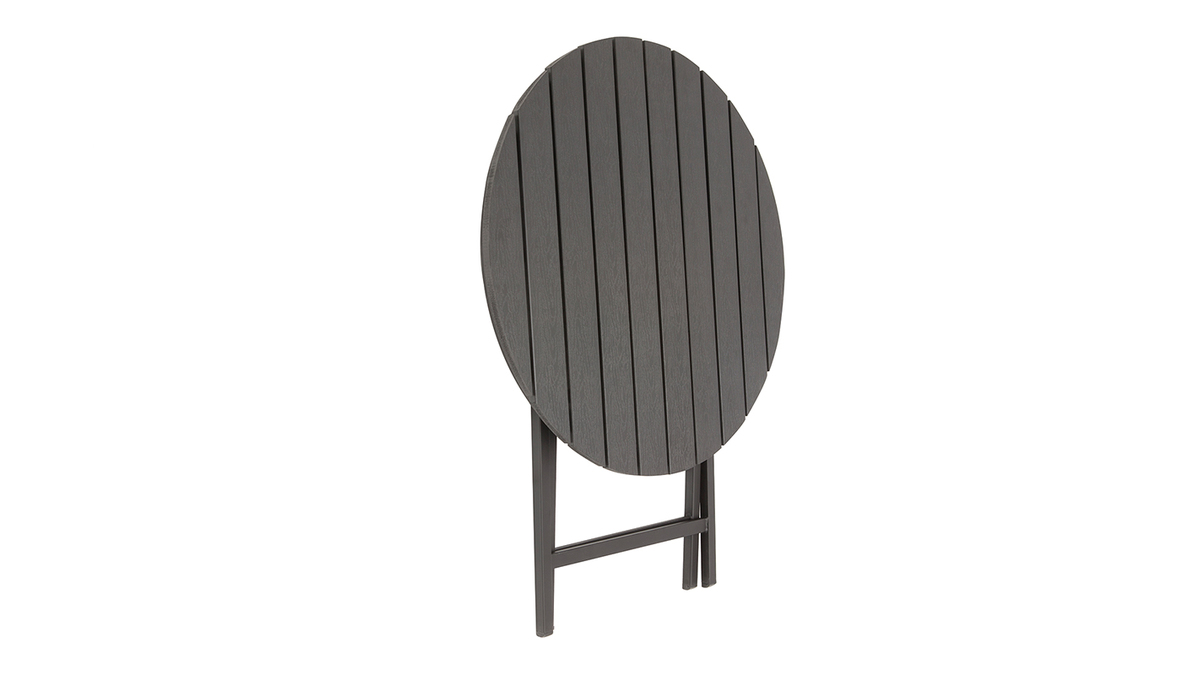 Saln de jardn con mesa plegable y sillas madera y metal negro BERLINER