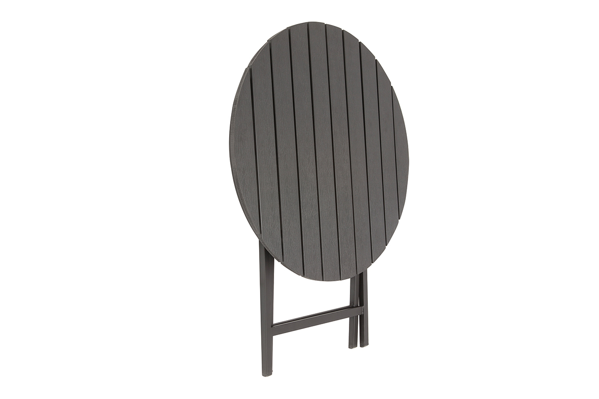 Saln de jardn con mesa plegable y sillas madera y metal negro BERLINER