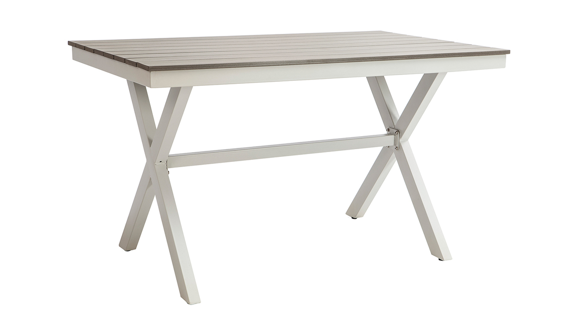 Saln de jardn con mesa y 4 sillas blanco y gris VIAGGIO