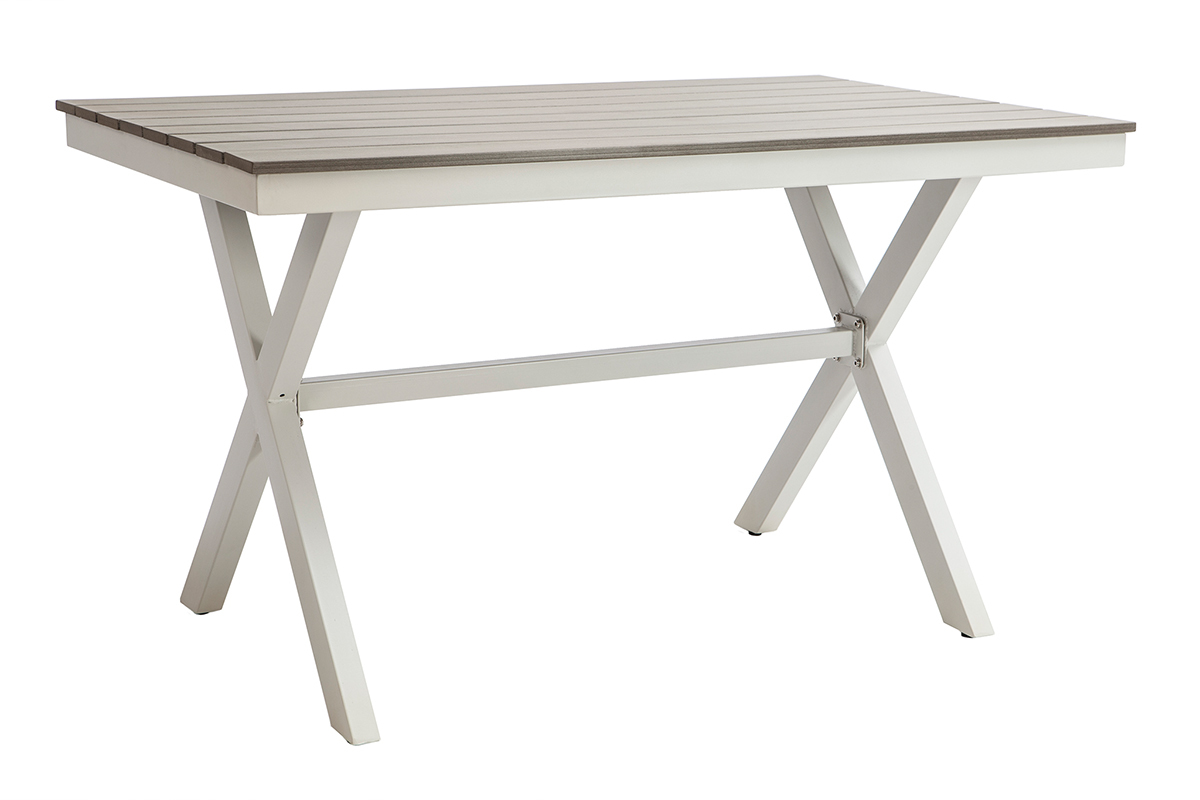 Saln de jardn con mesa y 4 sillas blanco y gris VIAGGIO