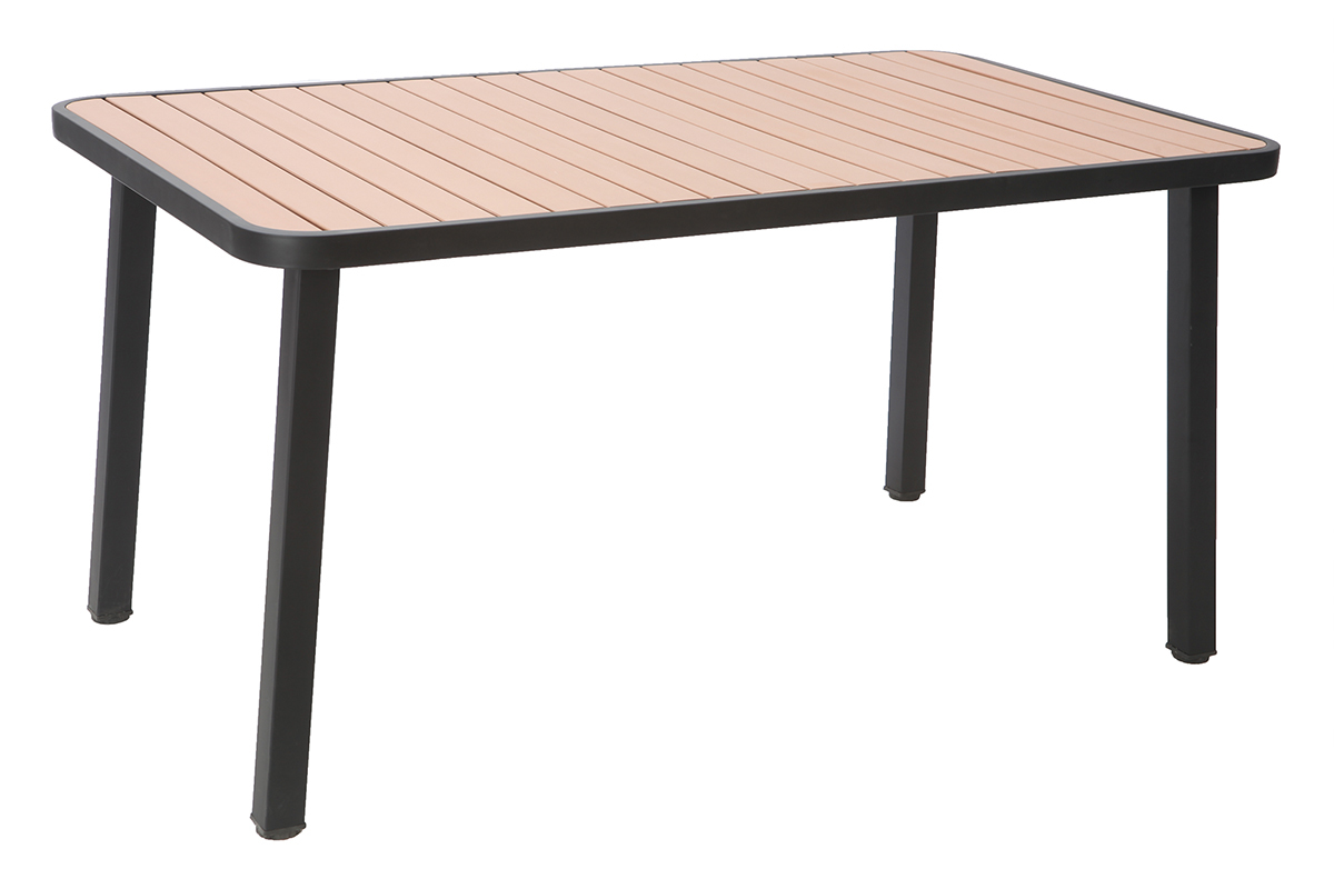Saln de jardn con mesa y 4 sillas en madera y metal negro BERLINER