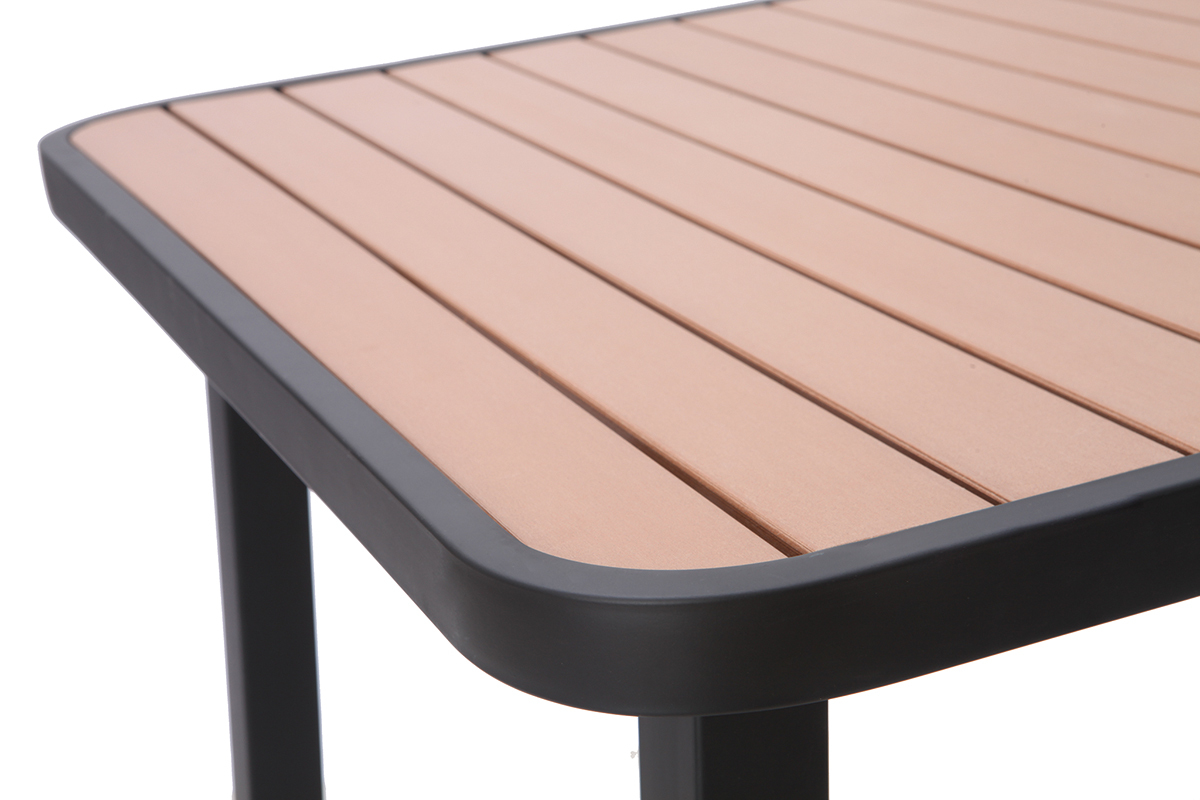 Saln de jardn con mesa y 4 sillas en madera y metal negro BERLINER