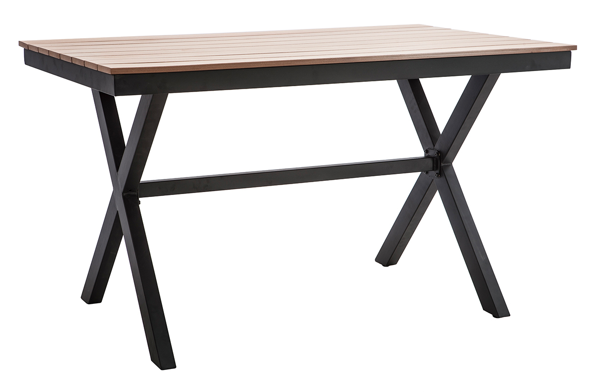 Saln de jardn con mesa y 4 sillas negro y madera VIAGGIO