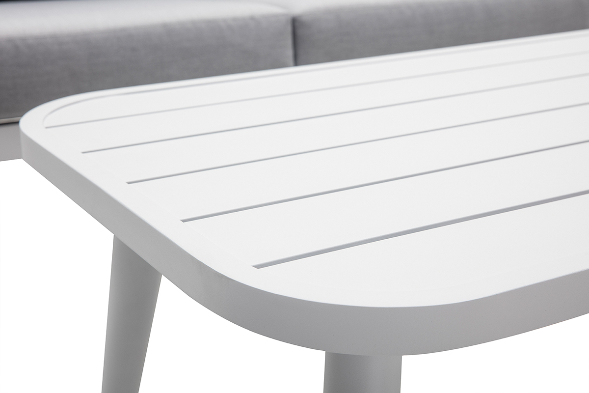 Sal�n de jard�n en aluminio blanco y cuerdas y tejido gris claro LIMA