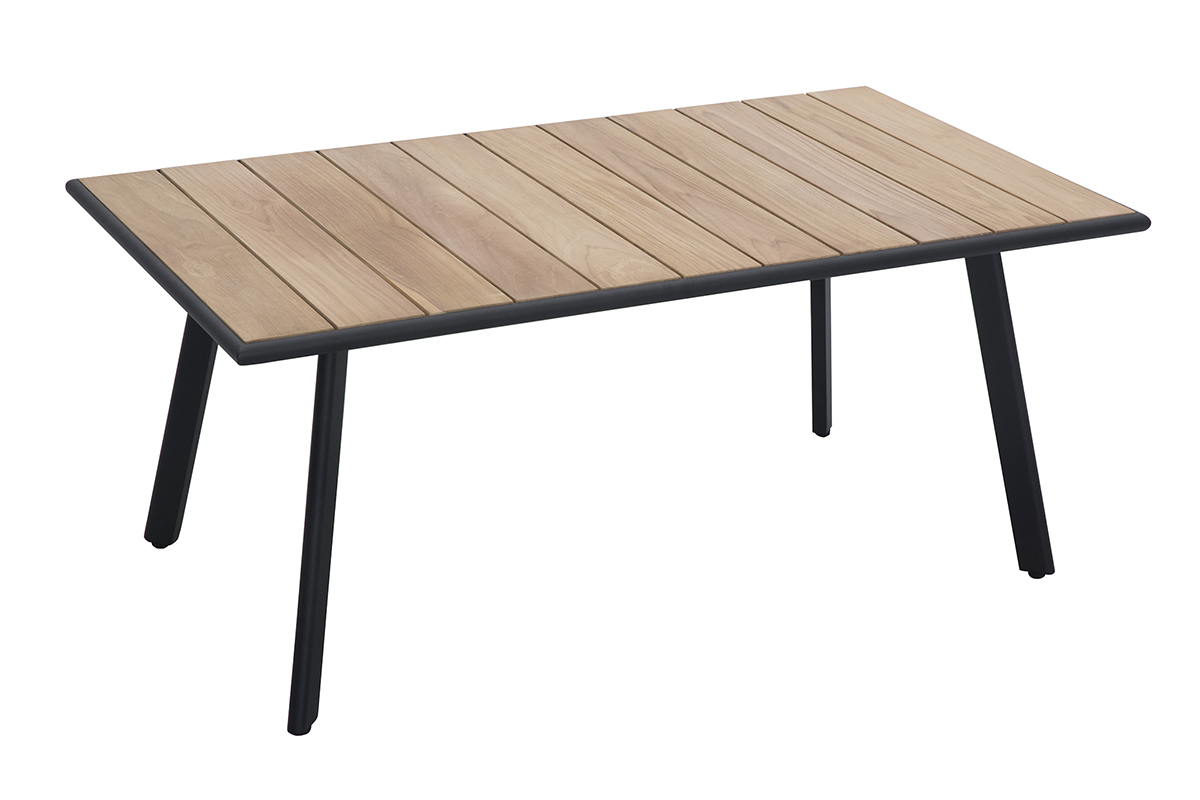 Sal�n de jard�n en aluminio negro, cuerdas y tejido gris claro USHUAIA