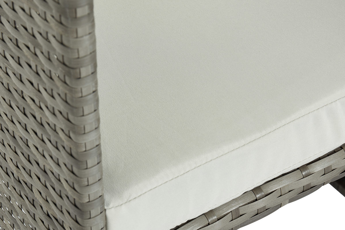 Saln de jardn en resina trenzada con mesa y 6 sillones gris DALIAS