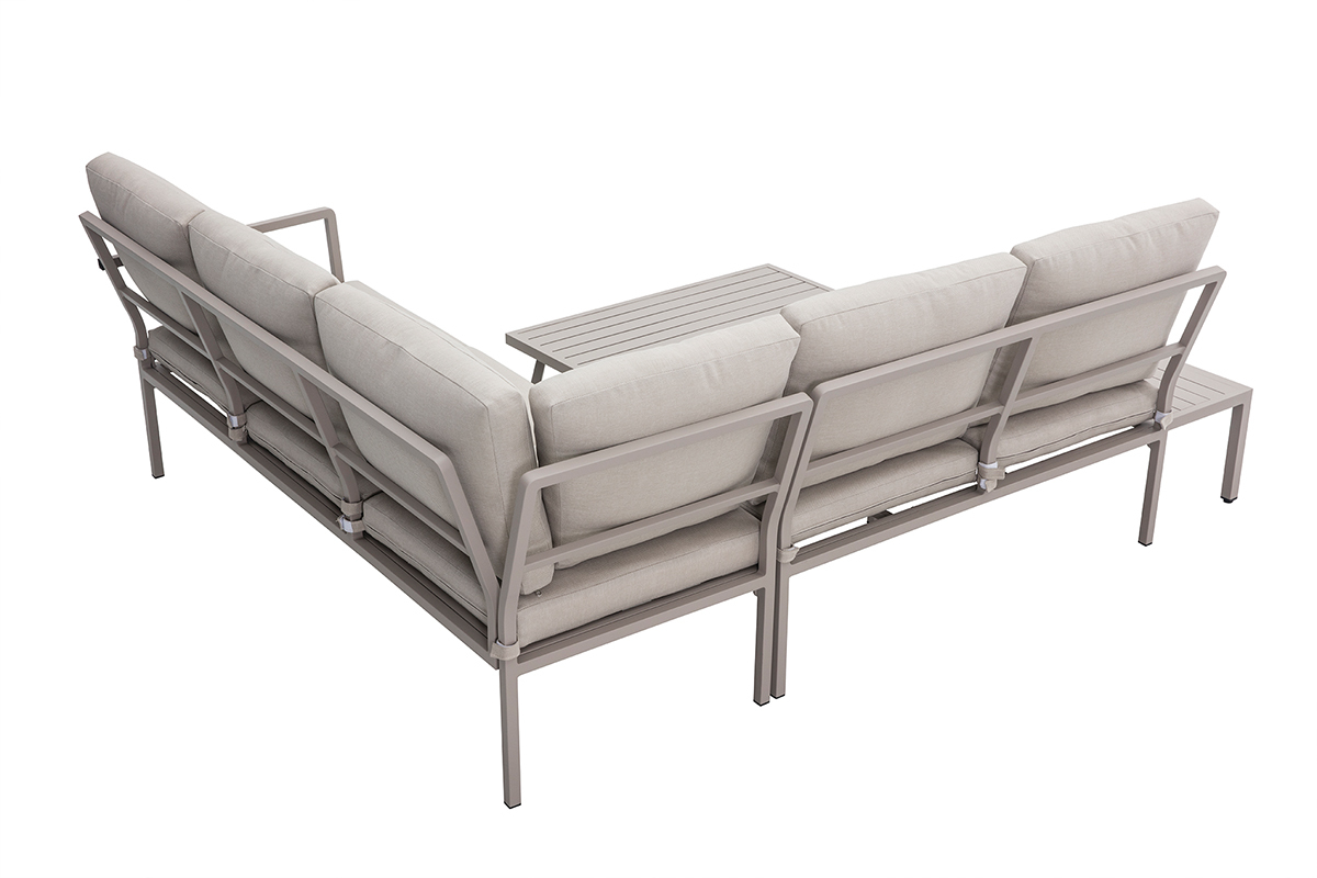 Saln de jardn esquinero en aluminio y tejido topo SAIGON