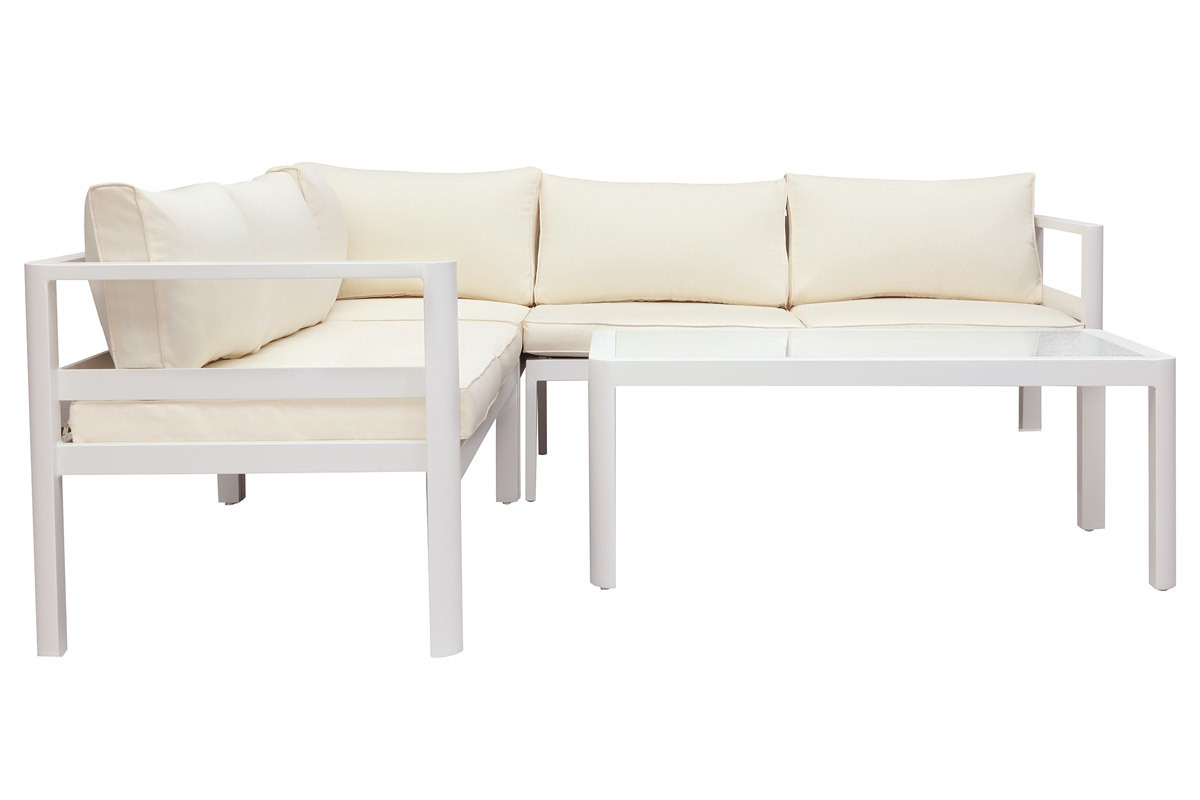 Saln de jardn moderno blanco con mesa de centro TONIGHT