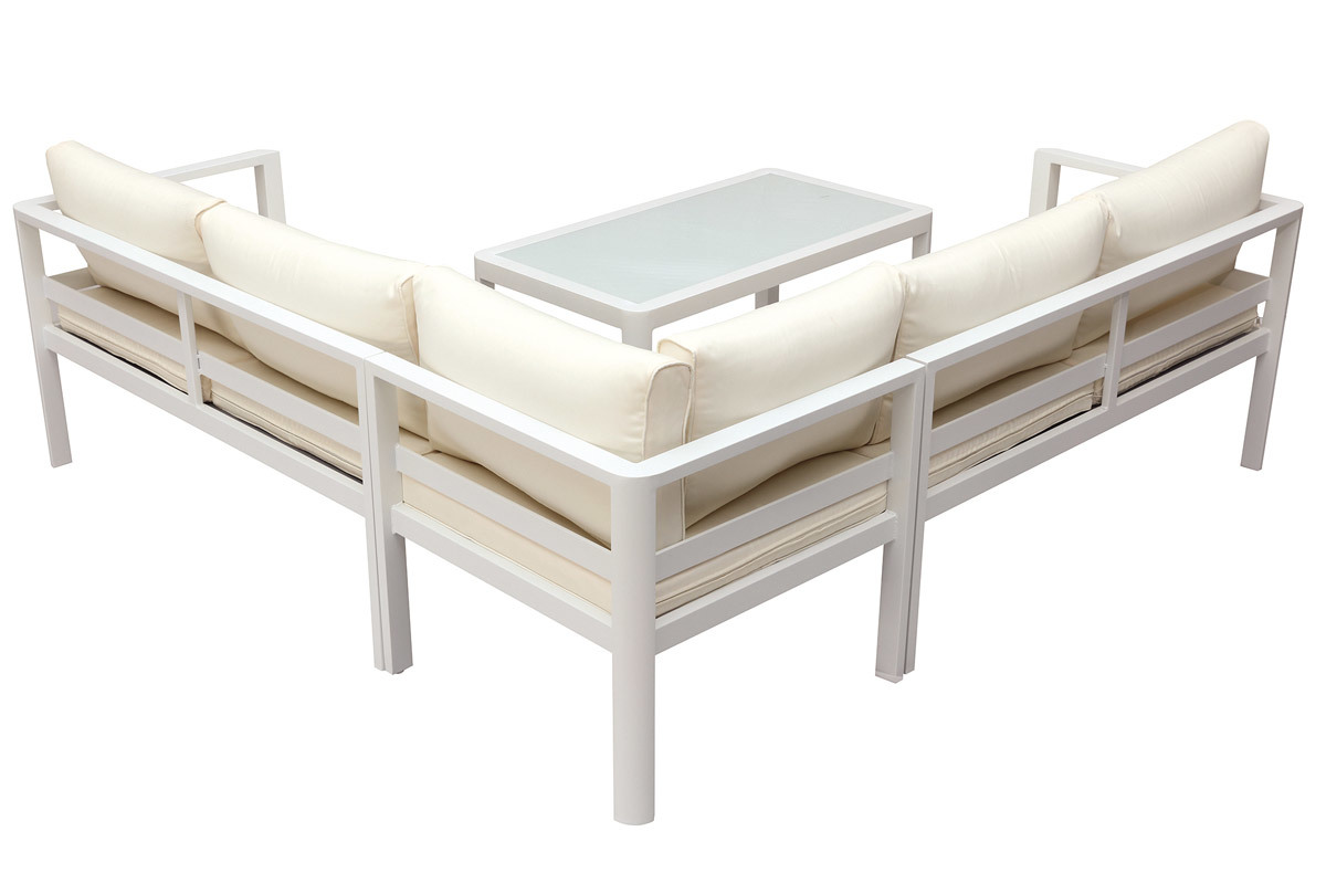 Saln de jardn moderno blanco con mesa de centro TONIGHT