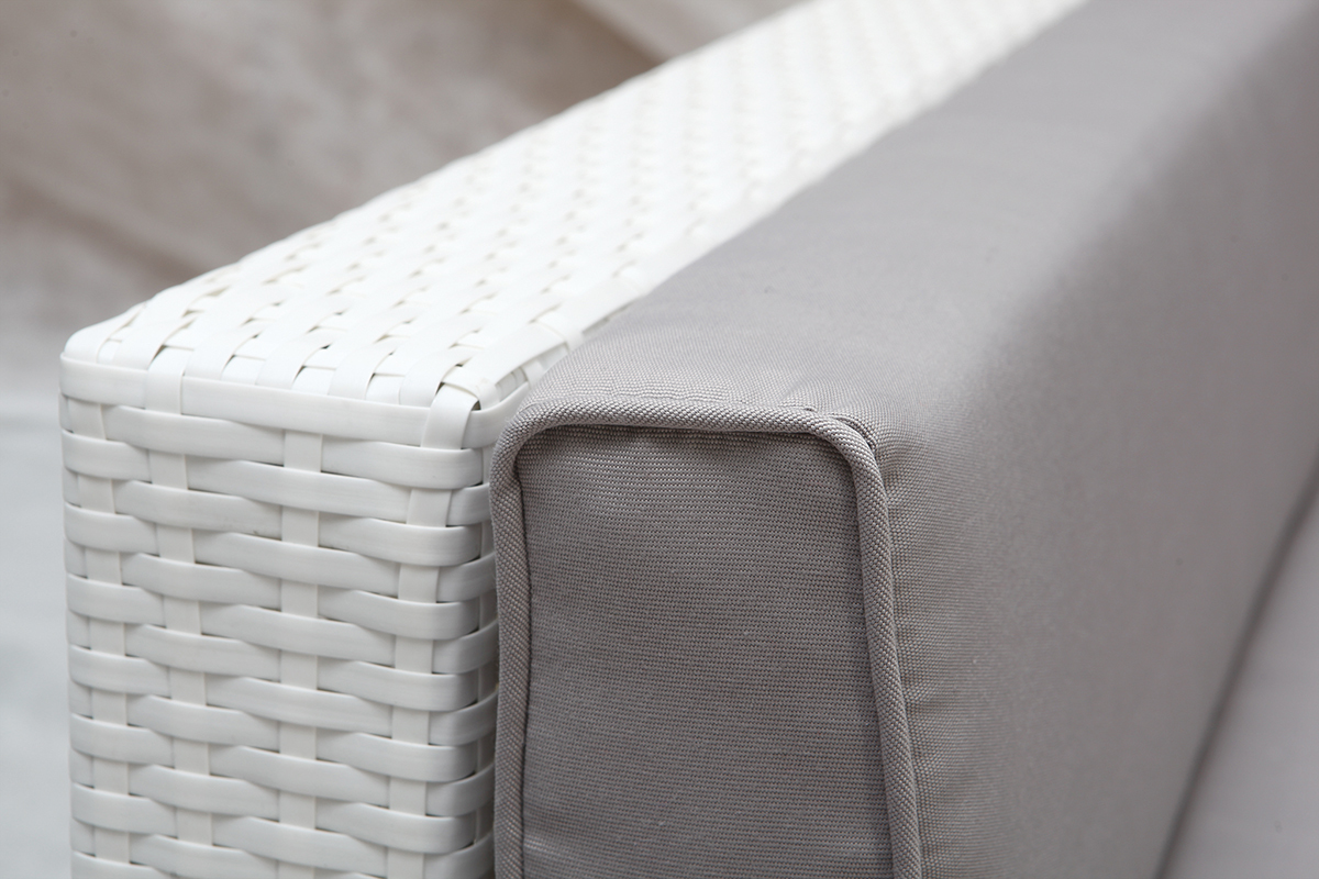 Sal�n de jardin resina trenzada completo blanco MAURICE