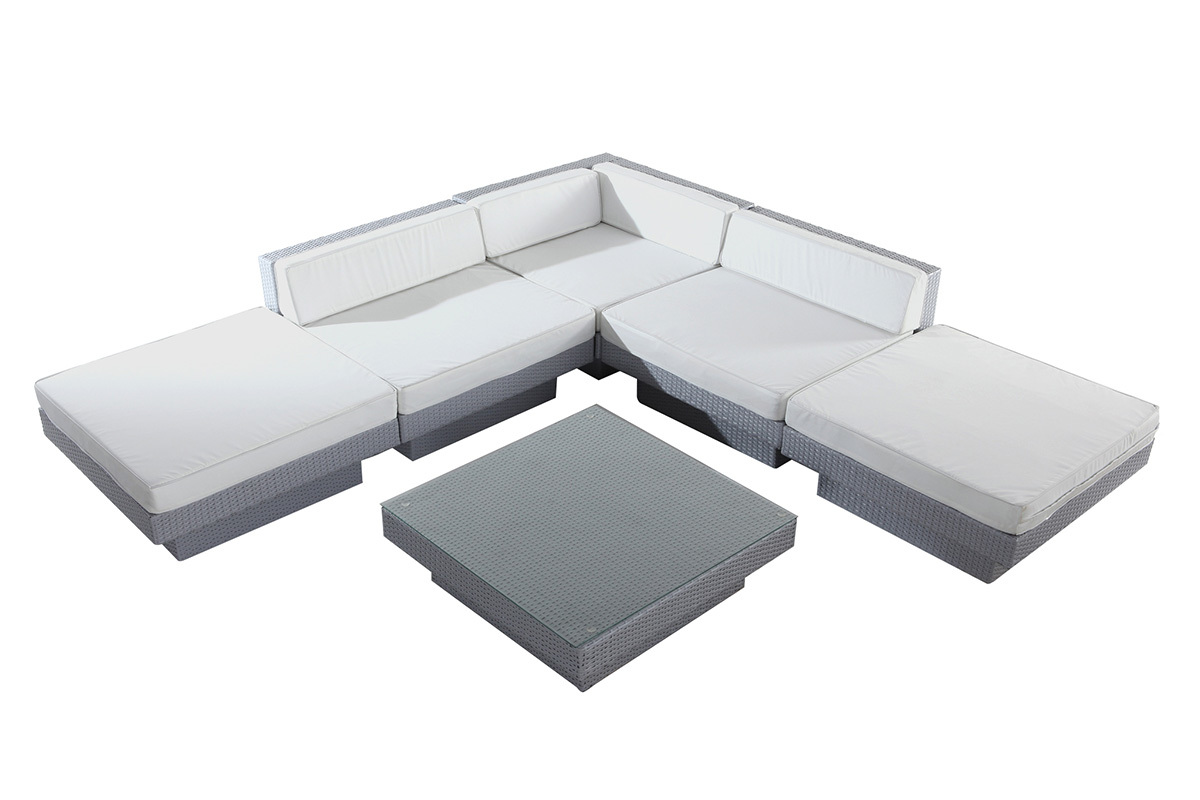 Sal�n de jardin resina trenzada completo gris MAURICE