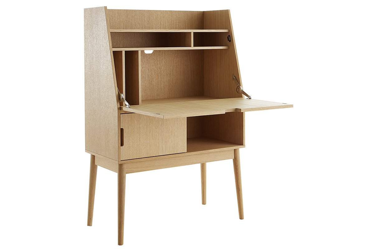 Secreter con tablero plegable y acabado roble GABIN