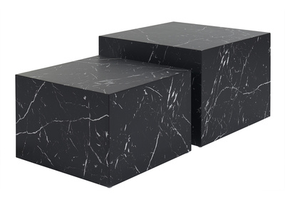 Set 2 mesas de centro de diseño efecto mármol negro CALLA