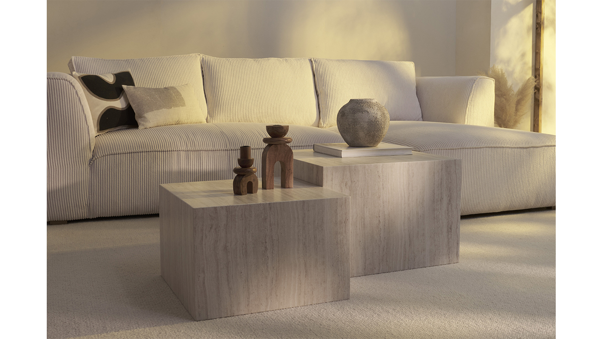 Rosone quadrato 60x60 in travertino burattato GIGLIO