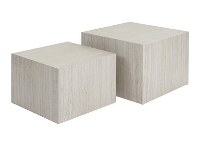 Set 2 mesas de centro de diseño efecto travertino CALLA