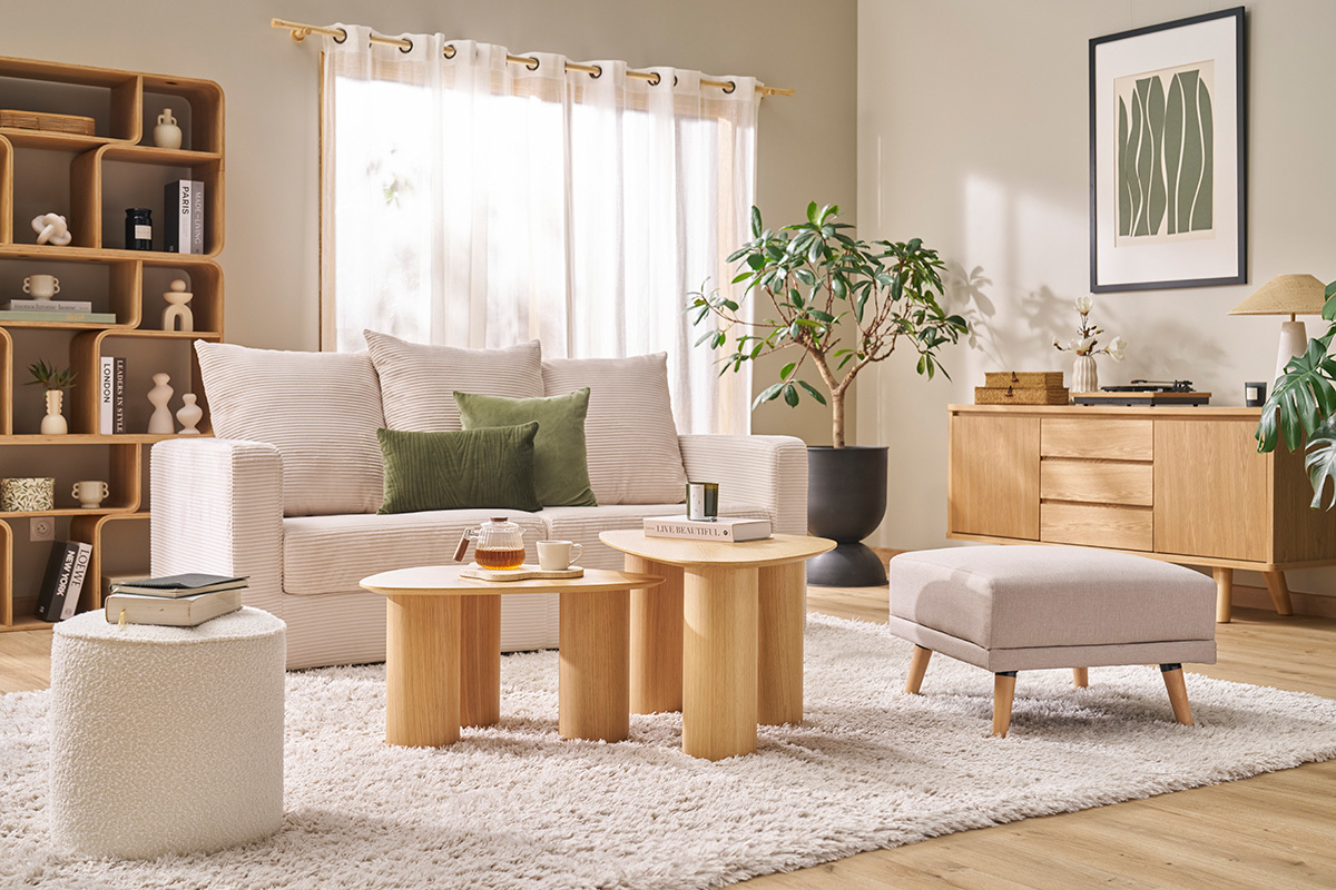 Set 2 mesas de centro nido de madera clara FOLEEN