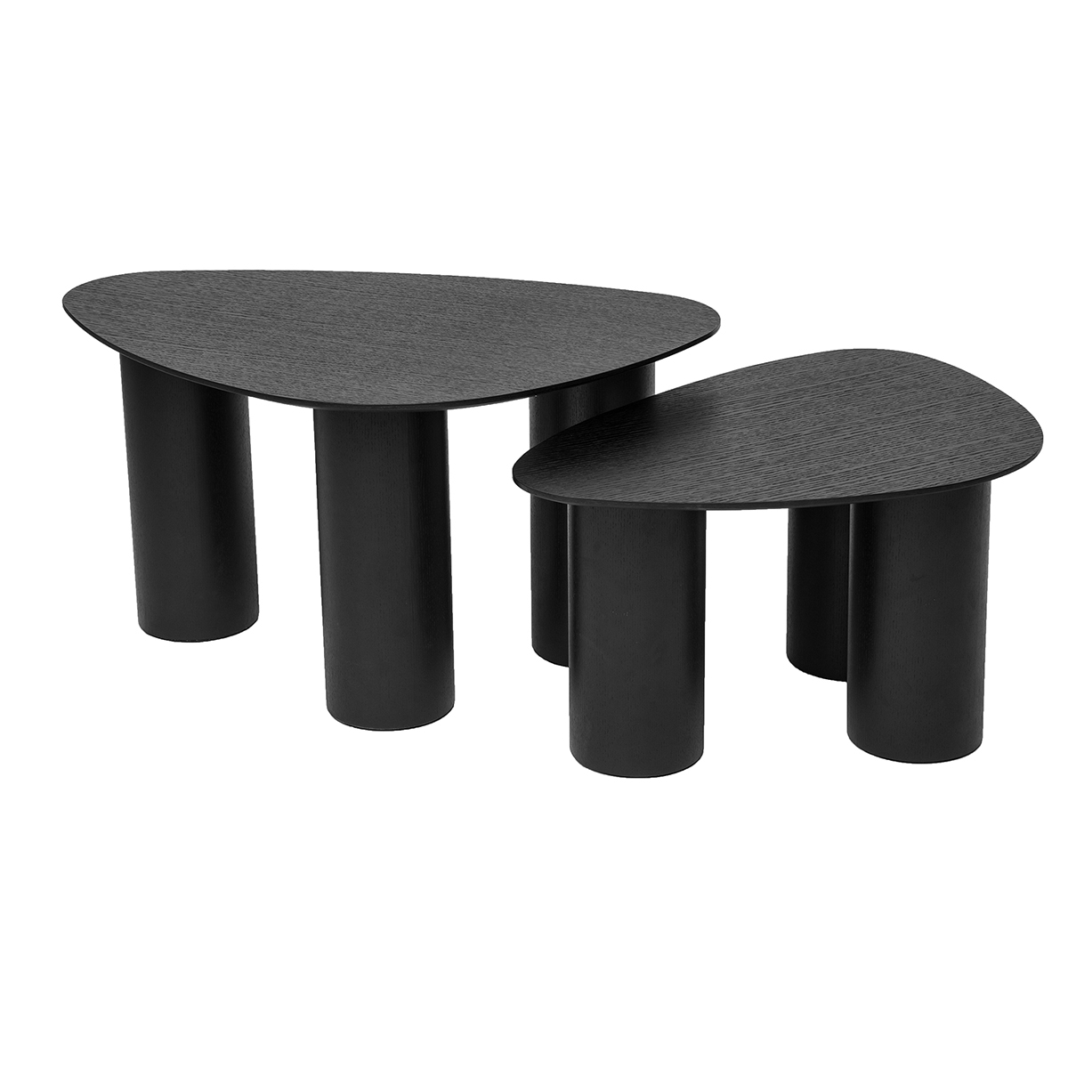 Set 2 mesas de centro nido de madera negra FOLEEN