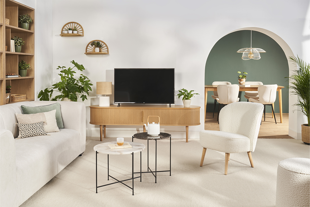 Set de 2 estanteras de pared de ratn natural y caa 40 cm BOW