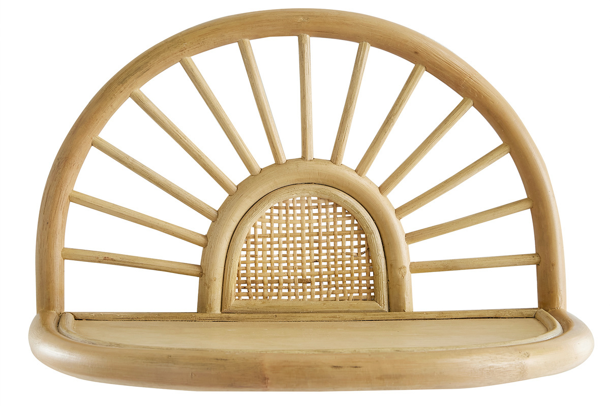 Set de 2 estanteras de pared de ratn natural y caa 40 cm BOW