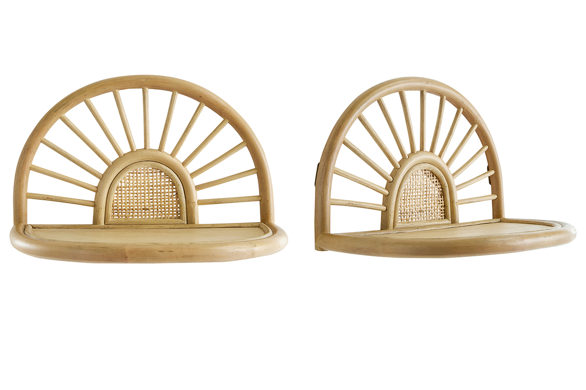 Set de 2 estanteras de pared de ratn natural y caa 40 cm BOW