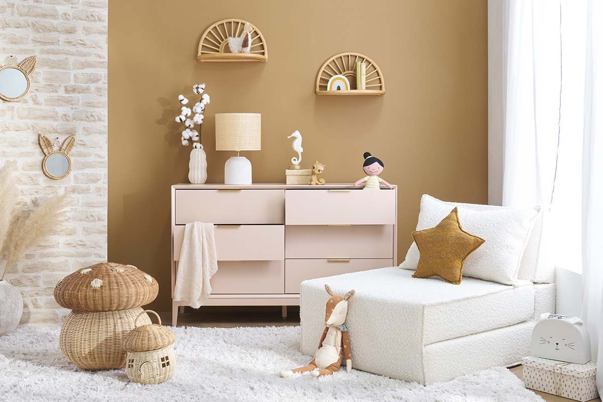 Set de 2 estanteras de pared de ratn natural y caa 40 cm BOW