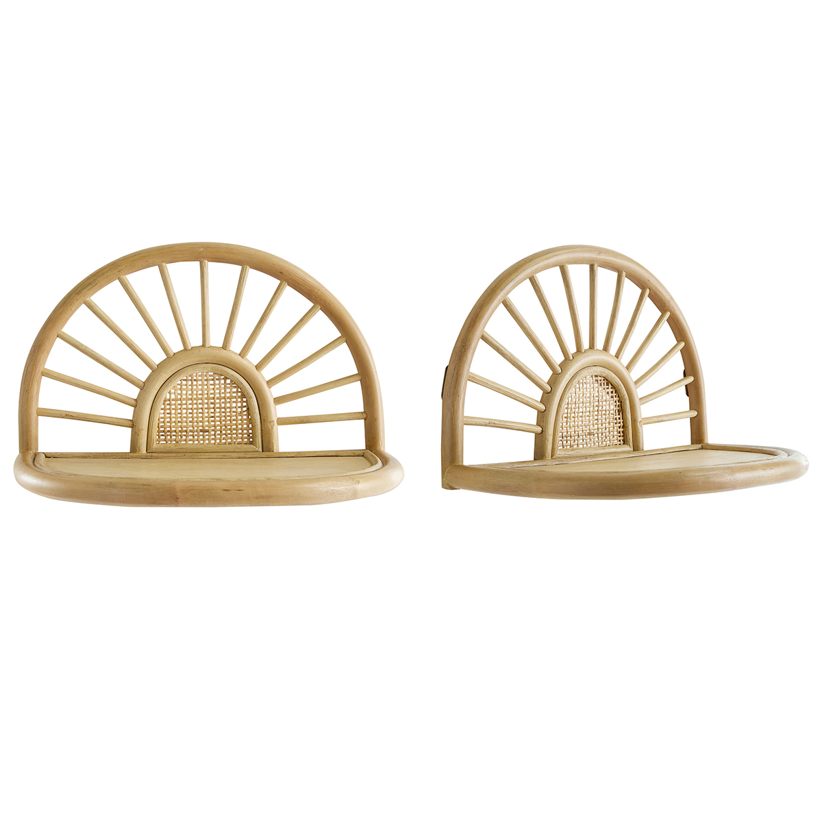 Set de 2 estanterías de pared de ratán natural y caña 40 cm BOW
