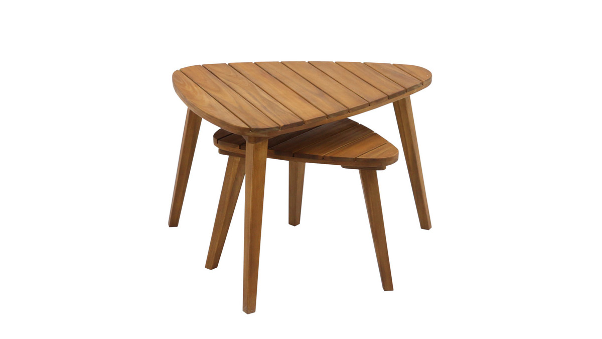 Set de 2 mesas de centro de madera maciza ELQUI