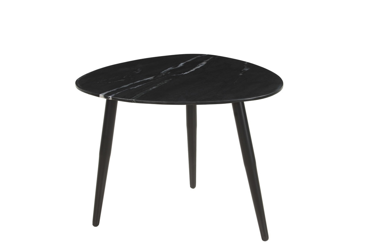 Set de 2 mesas de centro ovaladas de mrmol negro y metal PLATZ