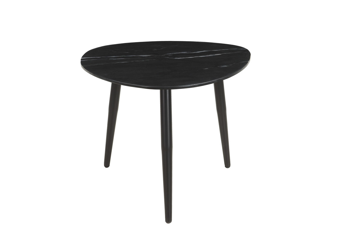 Set de 2 mesas de centro ovaladas de mrmol negro y metal PLATZ