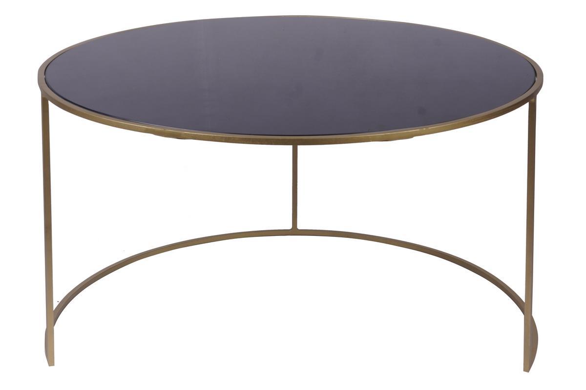 Set de 2mesas nido de centro en metal dorado y cristal tintado negro ROXO