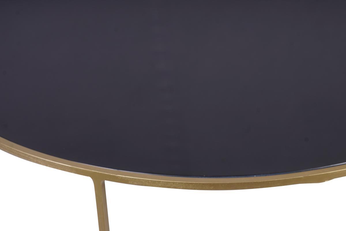 Set de 2mesas nido de centro en metal dorado y cristal tintado negro ROXO