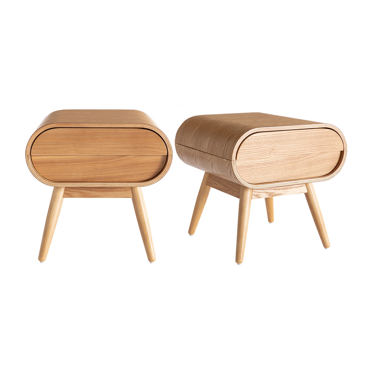 Set de 2 mesillas de noche con cajón vintage de madera clara 45 cm BJORG
