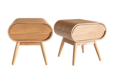 Set de 2 mesillas de noche con cajón vintage de madera clara BJORG