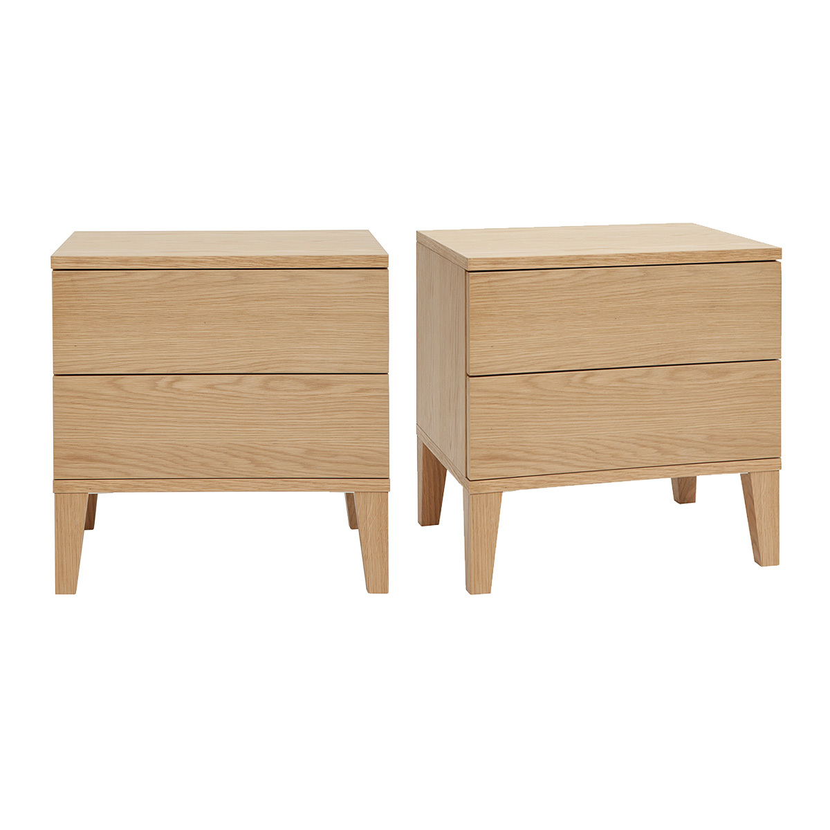 Set de 2 mesillas de noche nórdicas con almacenaje y 2 cajones de madera de roble claro 50 cm FREDDY