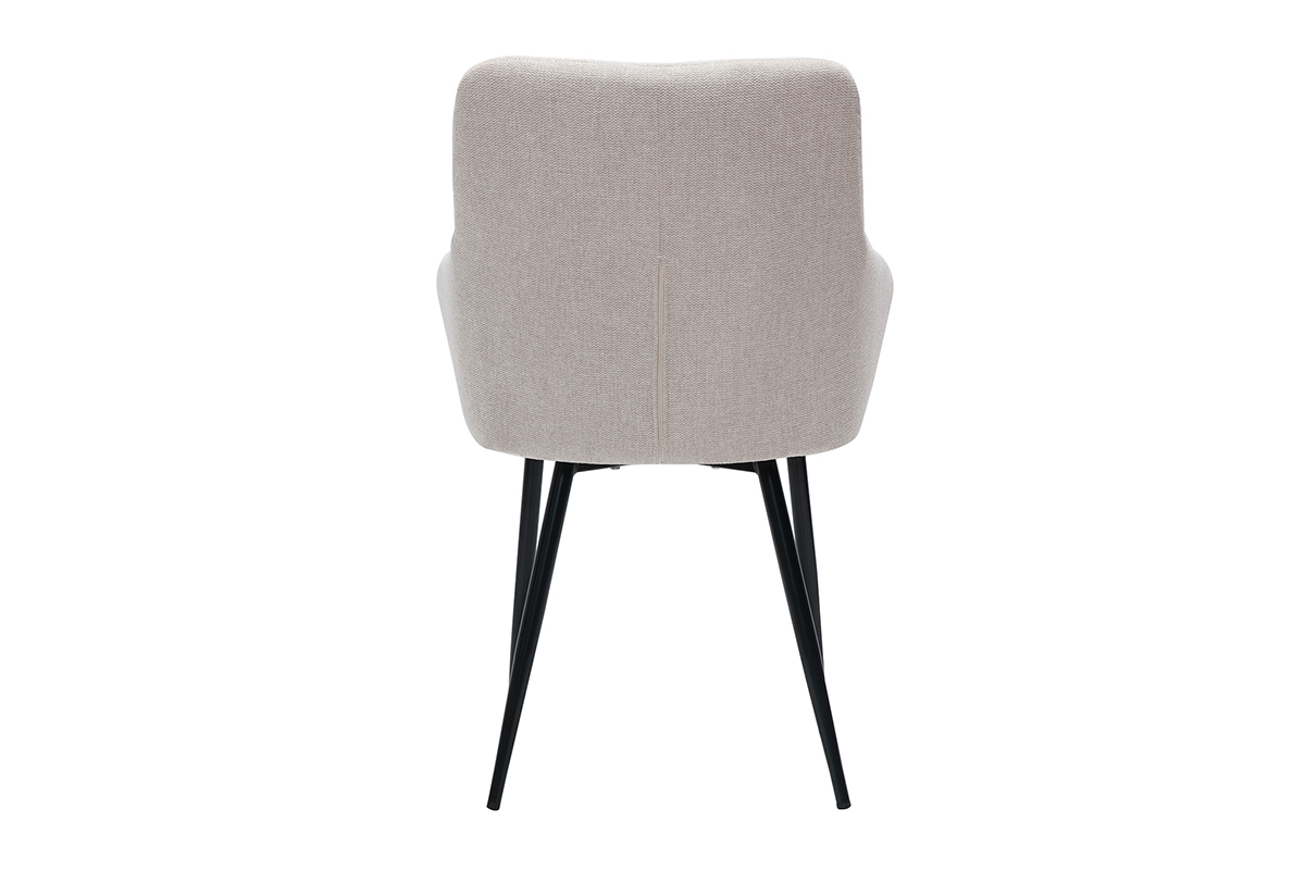 Set de 2sillas acolchadas de diseo de tejido efecto aterciopelado texturizado beige y metal negro MONTERO