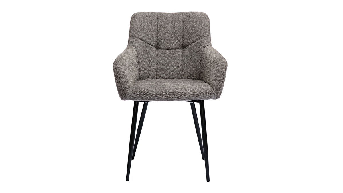Set de 2 sillas acolchadas de diseo de tejido efecto aterciopelado texturizado gris y metal negro MONTERO