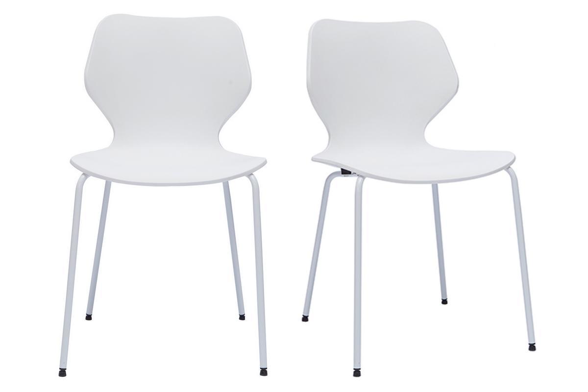 Set de 2sillas apilables de diseo blanco para interior/exterior FLIP