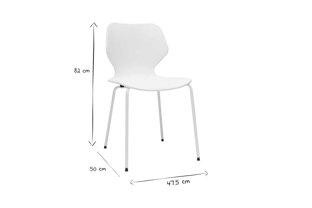 Set de 2sillas apilables de diseo blanco para interior/exterior FLIP