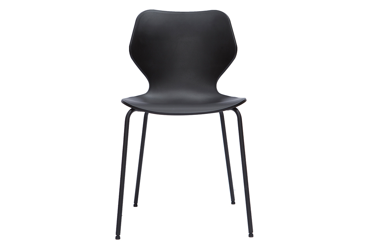 Set de 2sillas apilables de diseo negro para interior/exterior FLIP